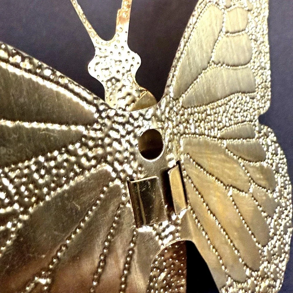 Vintage Mid Century Modern Butterfly Home Interior Metal Wall Decor Art Gold MCM